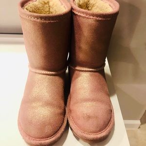 Girls Bear Paw light pink shimmer winter boots